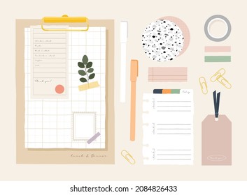 memo template. notes used in a diary or office.