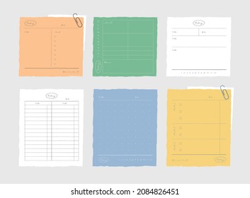 memo template. notes used in a diary or office.