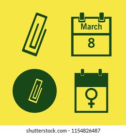 memo vector icons set. with paper clip and march calendar in set
