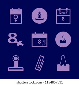 memo vector icons set. with paper clip and march calendar in set