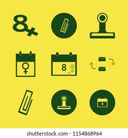 memo vector icons set. with paper clip, response letter and march calendar in set