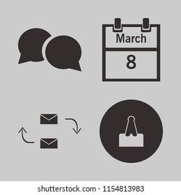 memo vector icons set. with speech bubbles, paper clip, march calendar and response letter in set