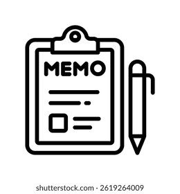 Memo Vector outline icon. Eps10 file 