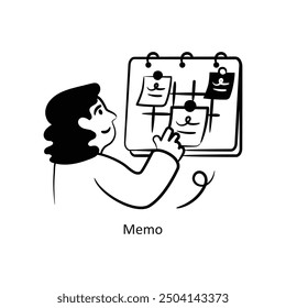 Memo vector outline style Design Vector Stock illustration. 