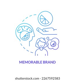 Memorable brand identity concept blue gradient icon. Business positioning. Company reputation. Image abstract idea thin line illustration. Isolated outline drawing. Myriad Pro-Bold font used