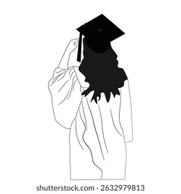 Memorable day with a black and white illustration  graduates