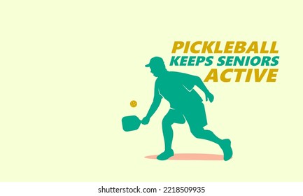 Memorable Editable Vector Background of Senior Pickleball Player for any design purpose