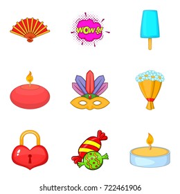 Memorable event icons set. Cartoon set of 9 memorable event vector icons for web isolated on white background