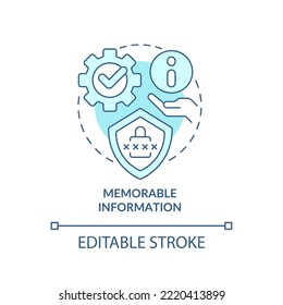Memorable information turquoise concept icon. Web wallet. E banking app installation abstract idea thin line illustration. Isolated outline drawing. Editable stroke. Arial, Myriad Pro-Bold fonts used