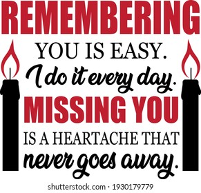 Memorable inscription. Touching heartwarming lettering. Burning candle illustration vector.