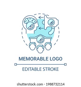 Memorable logo concept icon. Logotype design principle abstract idea thin line illustration. Original and unforgettable brand visual shortcut. Vector isolated outline color drawing. Editable stroke