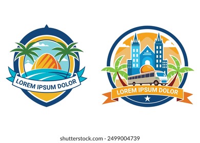 Memorable logo for your travel business with this adaptable vector graphic. Customize it to match any tourism niche. High-quality design suitable for various marketing materials.