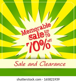 Memorable sale poster, Vector illustration