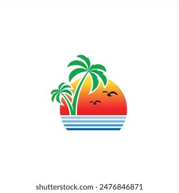 Memorable View of the coastline logo concept	