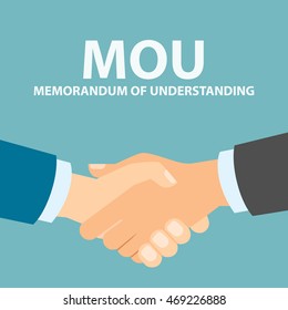 Memorandum of understanding handshake. Agreement in understanding.