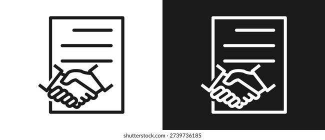 Memorandum Of Understanding Icon Set Outline In White And Black Background