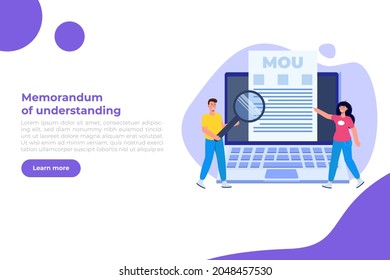 memorandum of understanding MOU. Vector illustration.