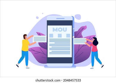 memorandum of understanding MOU. Vector illustration.