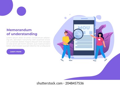 memorandum of understanding MOU. Vector illustration.