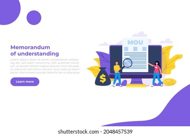 memorandum of understanding MOU. Vector illustration.