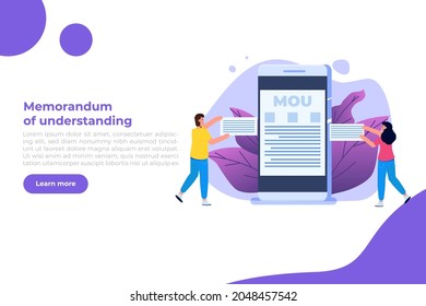 memorandum of understanding MOU. Vector illustration.