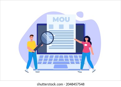 memorandum of understanding MOU. Vector illustration.