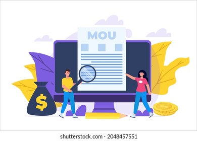 memorandum of understanding MOU. Vector illustration.