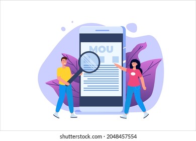 memorandum of understanding MOU. Vector illustration.