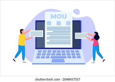 memorandum of understanding MOU. Vector illustration.