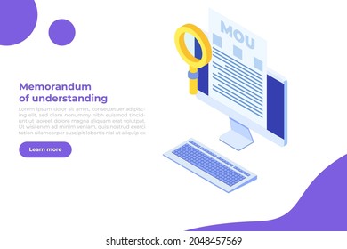 memorandum of understanding MOU. Vector illustration.