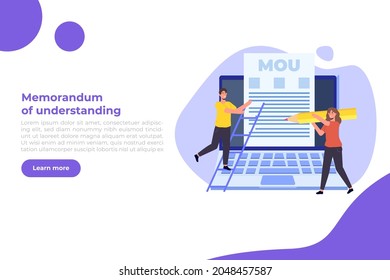 memorandum of understanding MOU. Vector illustration.