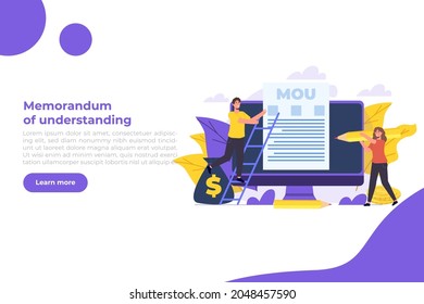 memorandum of understanding MOU. Vector illustration.