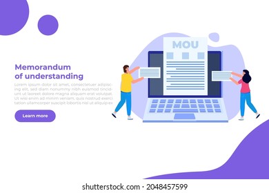 memorandum of understanding MOU. Vector illustration.