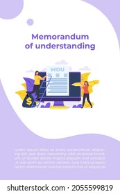 memorandum of understanding MOU. Vector illustration.