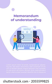 memorandum of understanding MOU. Vector illustration.