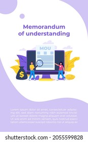 memorandum of understanding MOU. Vector illustration.