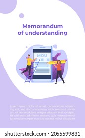 memorandum of understanding MOU. Vector illustration.