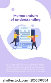 memorandum of understanding MOU. Vector illustration.