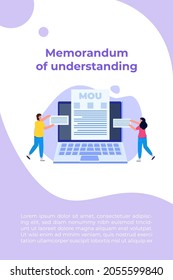 memorandum of understanding MOU. Vector illustration.