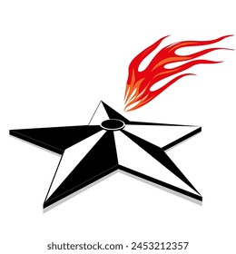 memorial 9 may eternal flame symbol in Great Patriotic War star flame fire logo vector