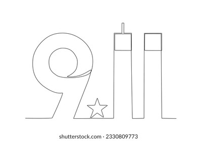 A memorial of 911 in America. 911 one-line drawing