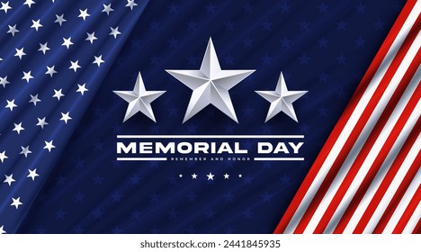 Memorial Вay background with national flag of United States. National holiday vector background.