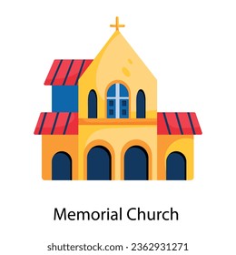 Icono plano de la iglesia conmemorativa está listo para su uso 