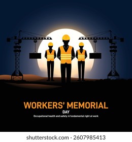 Workers’ Memorial Day 2025. Workers Memorial Day concept banner, poster, social media post, postcard, background, backdrop, template, greetings card, web banner, cover design etc.