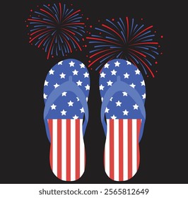 Memorial Day 4th of July Holiday Patriotic Flip Flops 