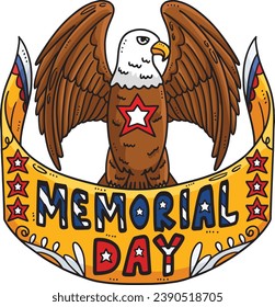 Memorial Day with American Eagle Cartoon Clipart