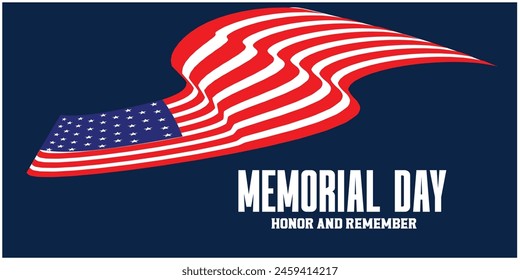 Memorial Day with American Flag Background Banner. U.S. Flag. United States Flag.Vector Illustration.