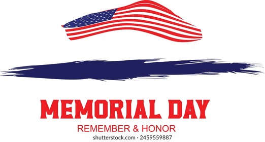 Memorial Day with American Flag Background Banner. U.S. Flag. United States Flag.Vector Illustration.