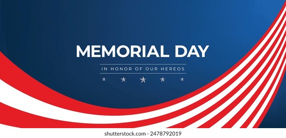 Memorial Day with American Flag Background Banner. USA stars and stripes flag. Vector Illustration. U.S. Flag. United States Flag