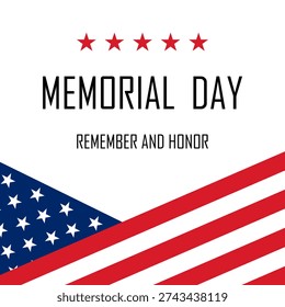 Memorial Day with American Flag Background Banner. Vector Illustration. U.S. Flag. United States Flag